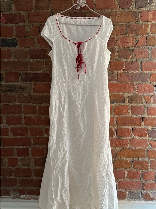 Dresses & Skirts - White Maxi Dress with Red Trim